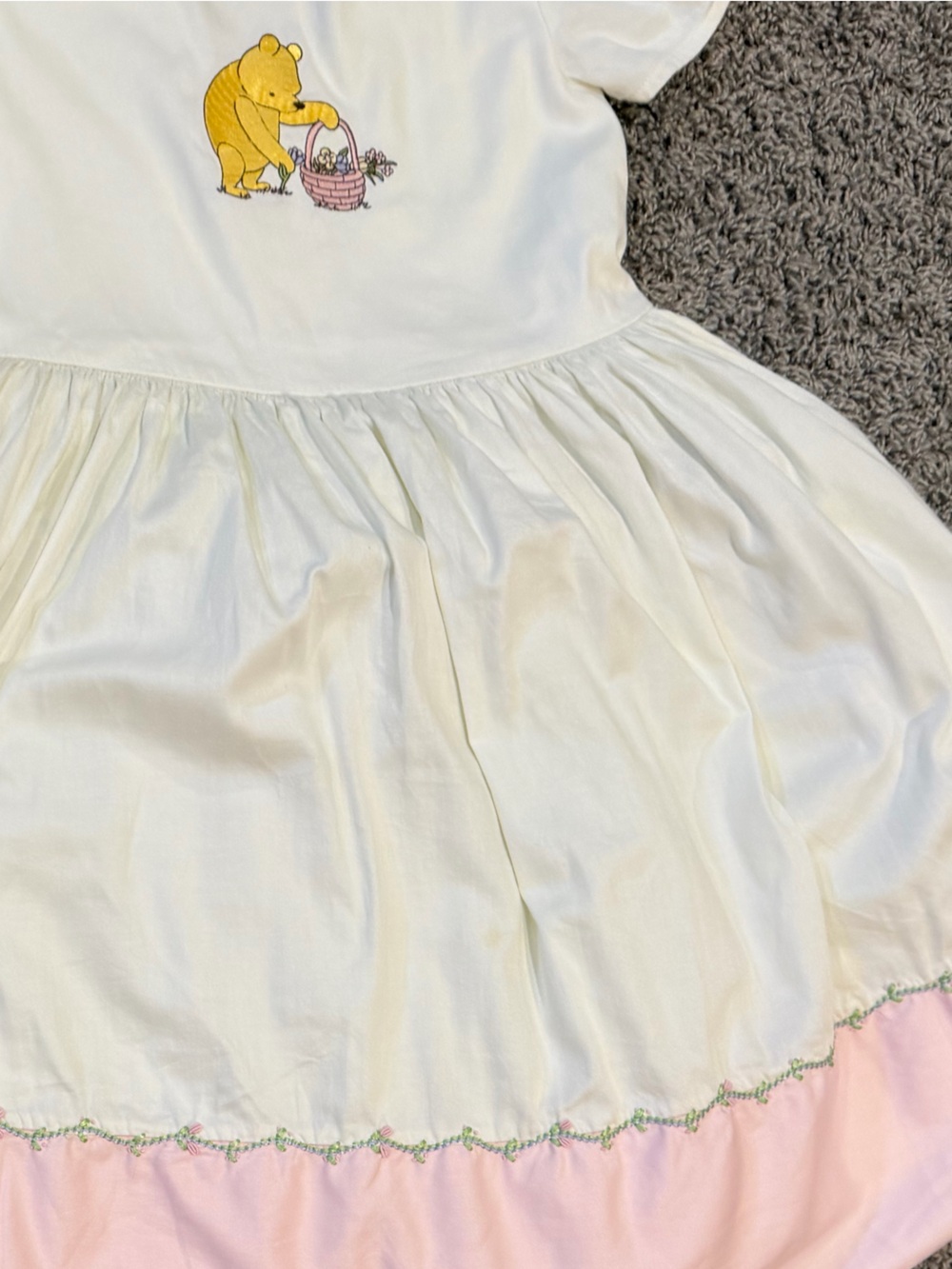 Girls Disney Pink and White Winnie the Pooh embroidered Party Dress, size 7-8 - Picture 3 of 14